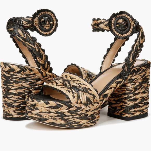Sam Edelman Iliana Platform Sandal Woven Braided block heel 8.5 Strappy - Picture 3 of 5